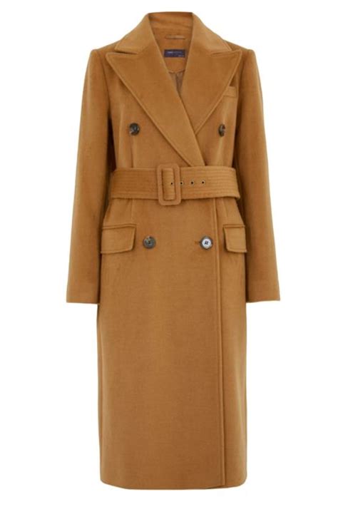 Wool coat with waistbelt in camel 